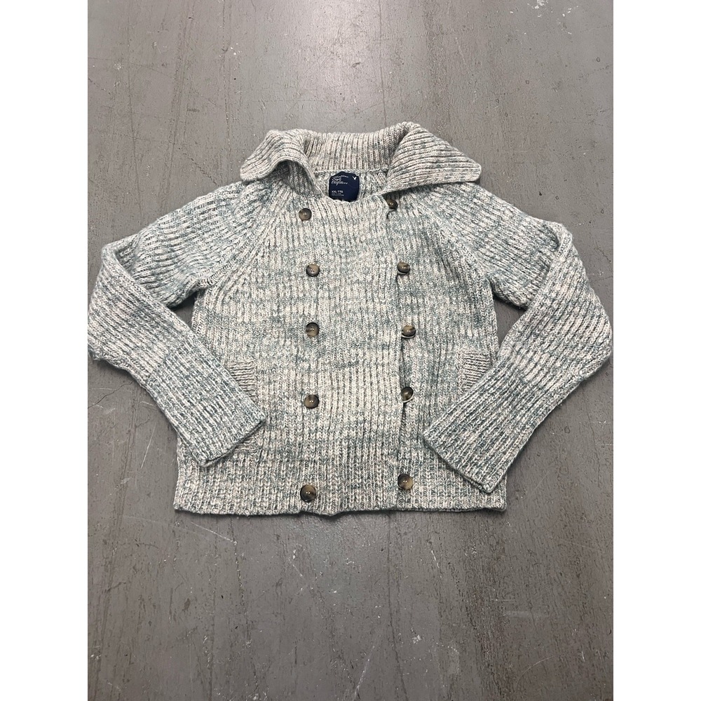 American Eagle Outfitters Women's Size XXL Green Striped Double Breasted Sweater
